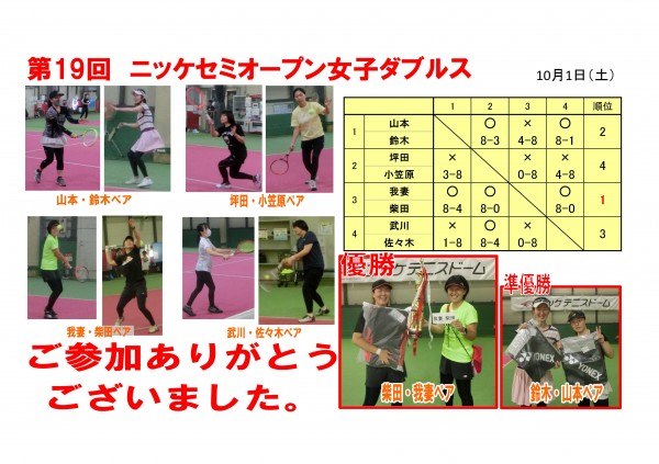 セミオープン女子ダブルスドロー表