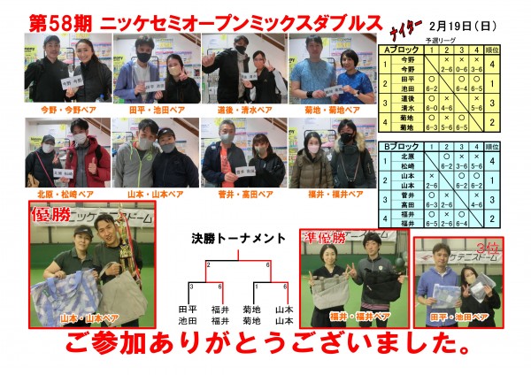 セミオープンミックスダブルス結果POP